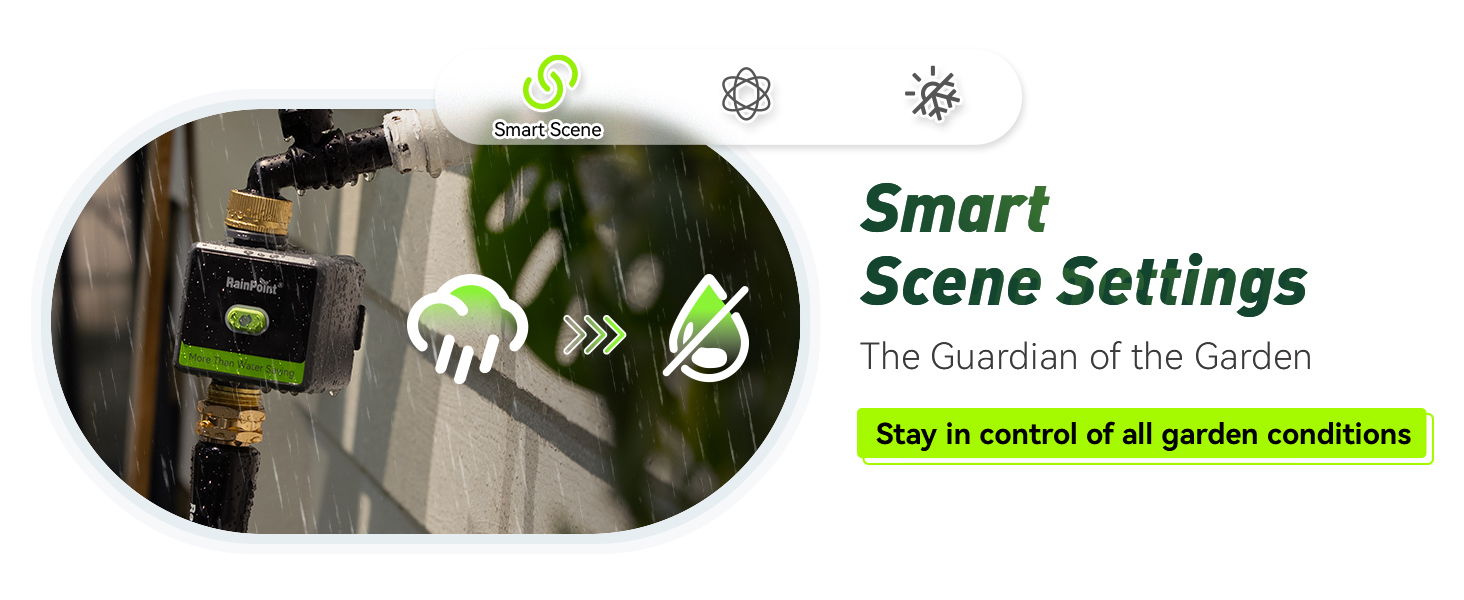 Smart scene settings for optimal garden conditions.