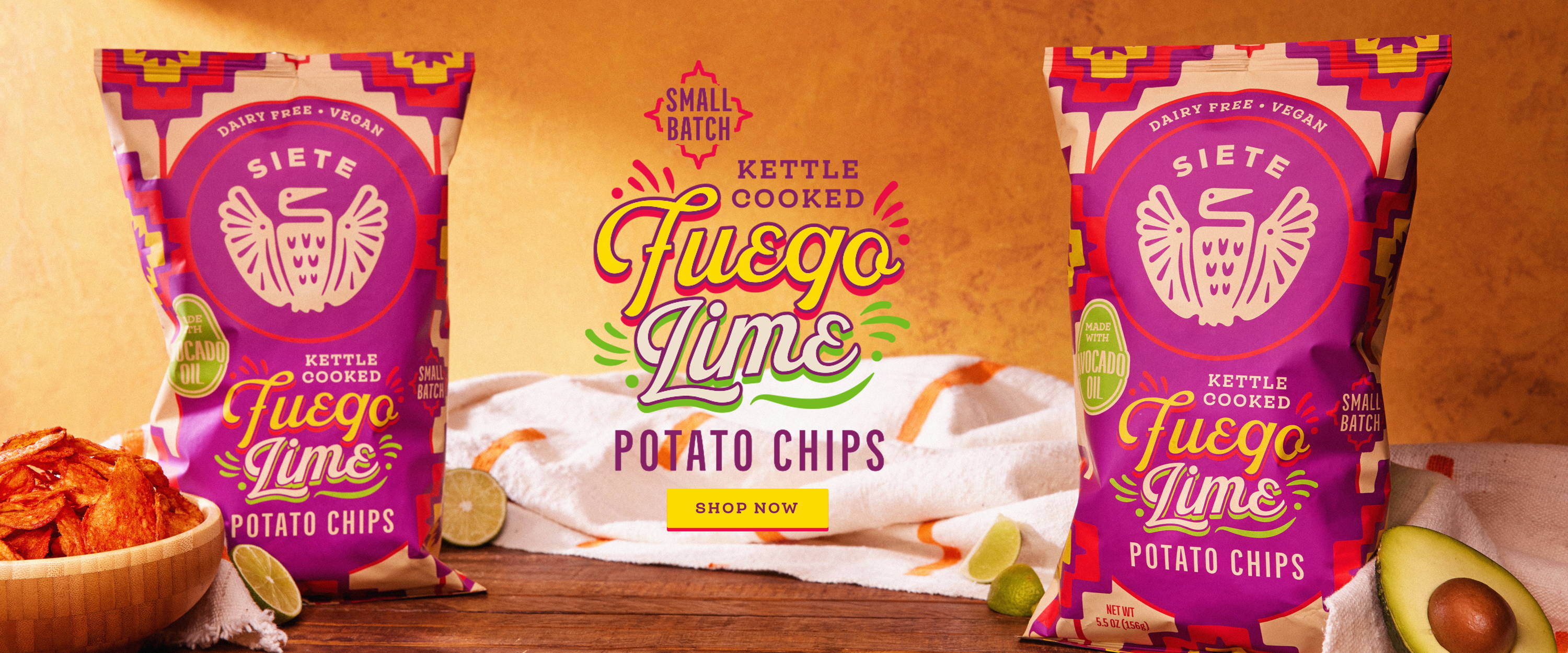 Small Batch Kettle Cooked Fuego Lime potato chips Shop now