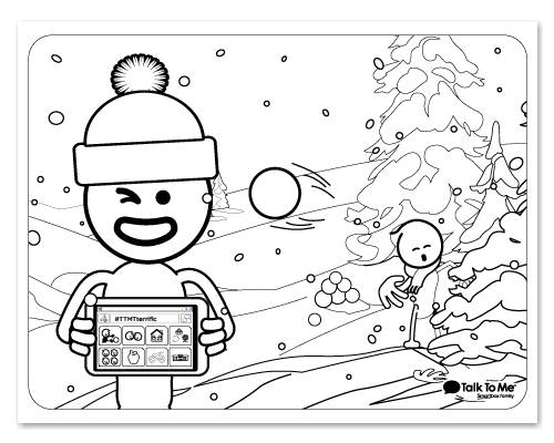 Snowball fight coloring page preview