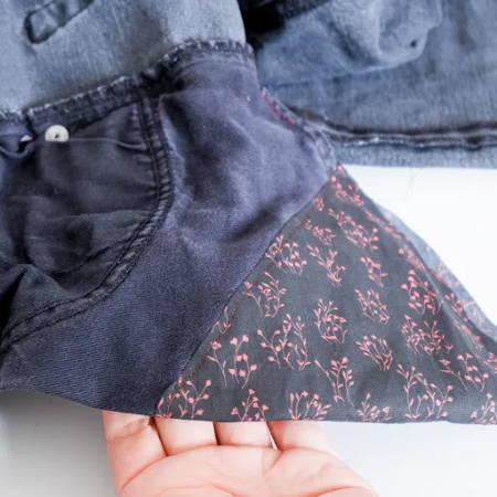 jeans’ pocket with new fabric piece, outside view