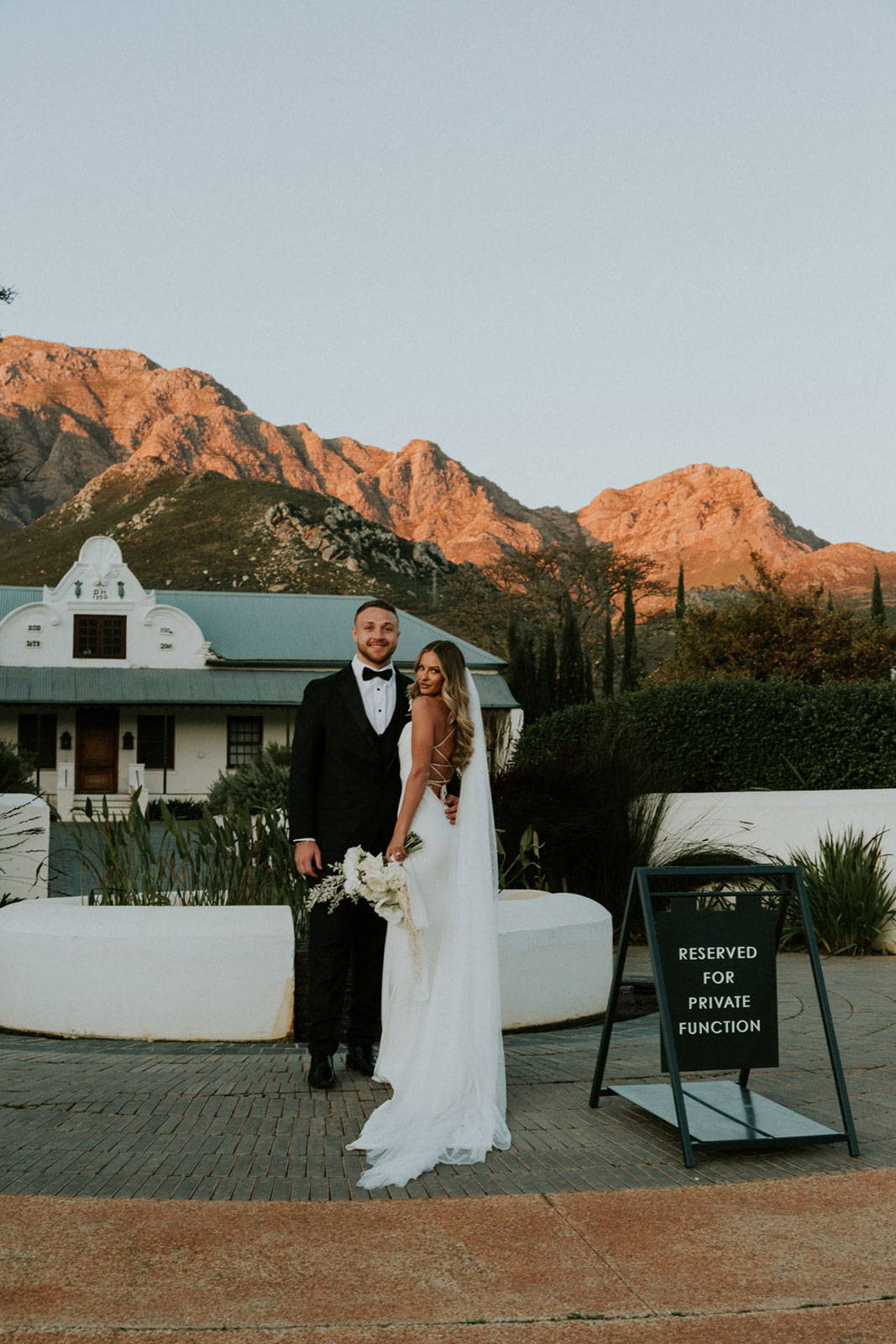 Bride and Groom outside wedding chapel