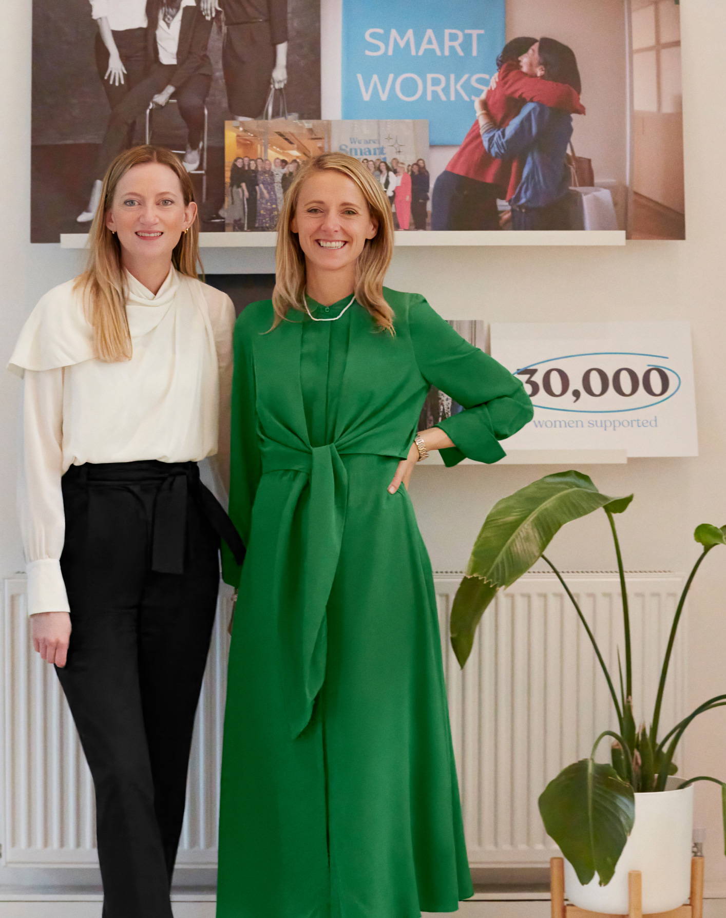 Polly McMaster and Kate Stephens wearing The Fold at Smart Works Offices