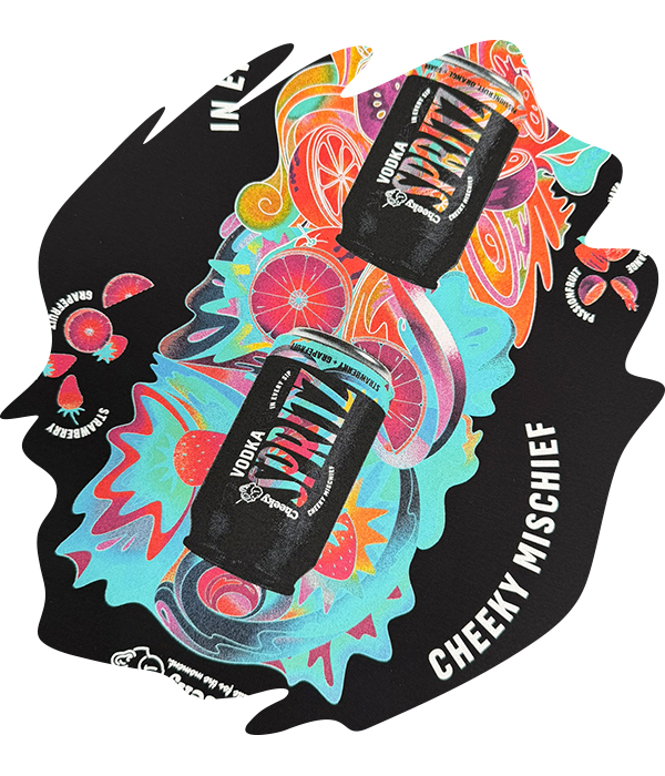 Multicolour beverage can illustration screen printed using simulated process showing vibrant tones and smooth gradients