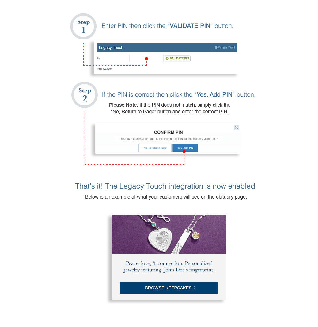 Legacy Touch obituary integration for Tribute Technology websites