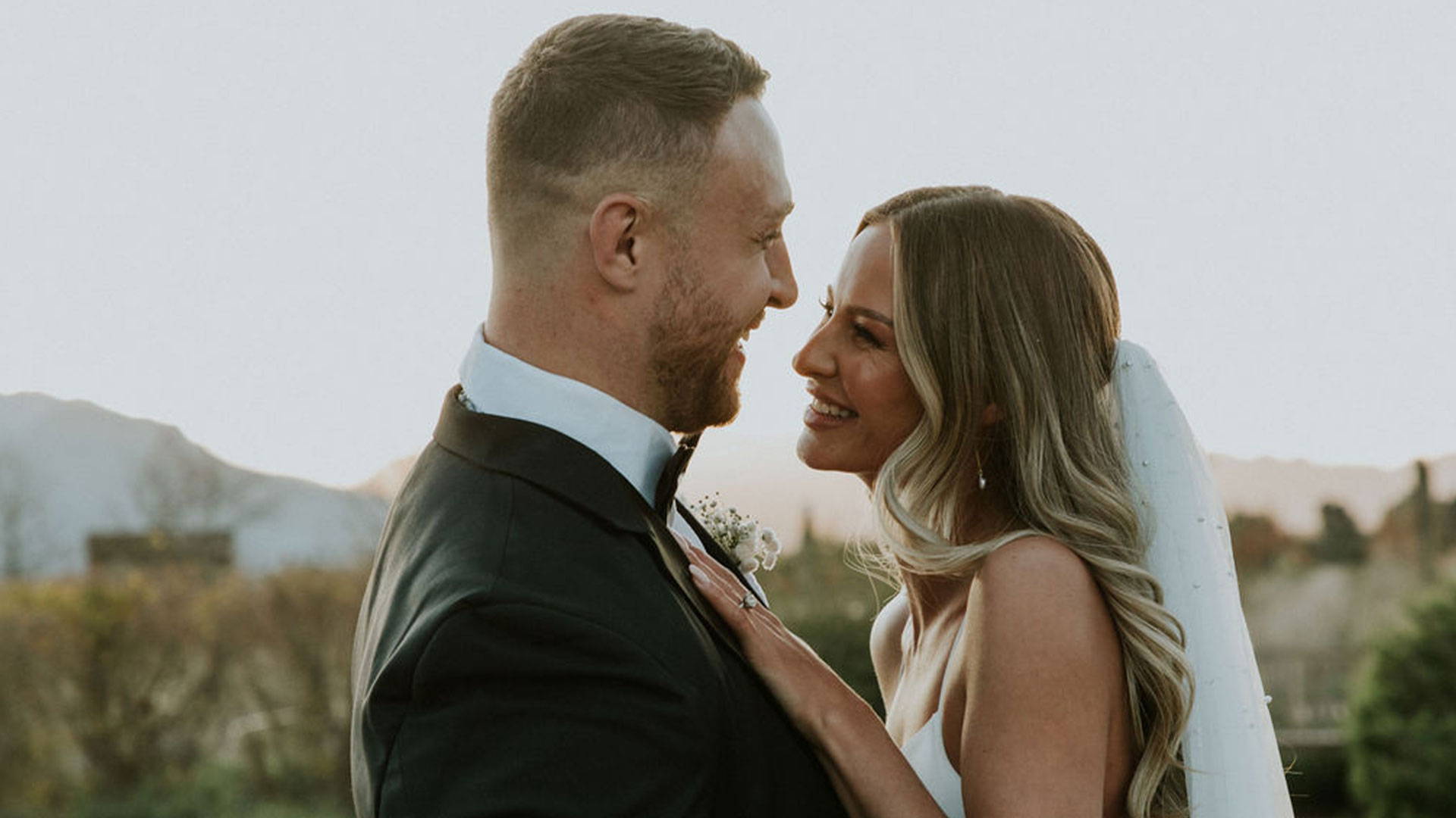 Bride Kirsty and Groom Ruan on their wedding day