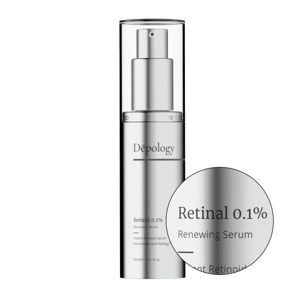 Retilogy™ Retinal 0.1% Renewing Serum Silver bottle 