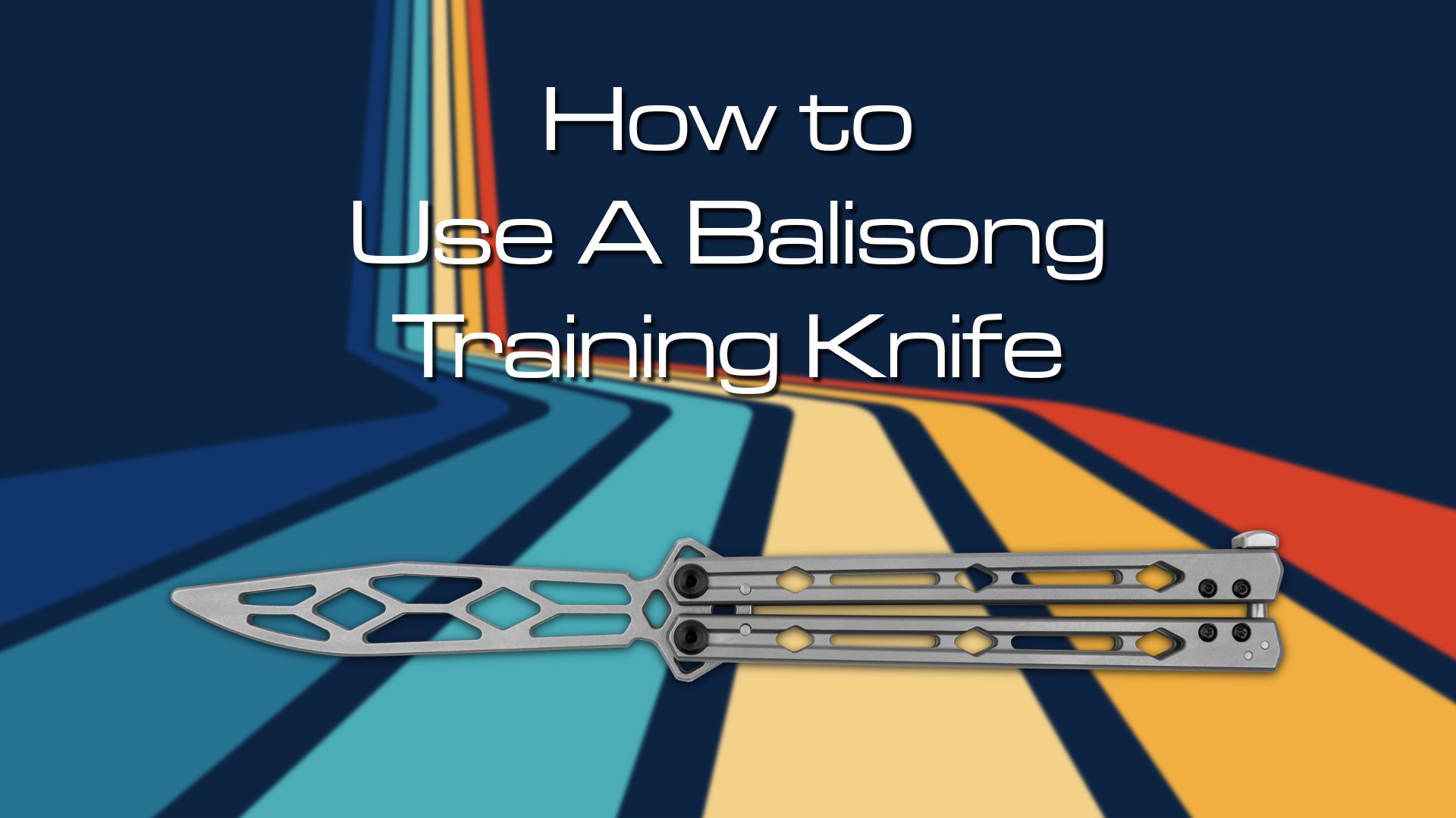 How to use a Balisong training knife with colorful background stripes.
