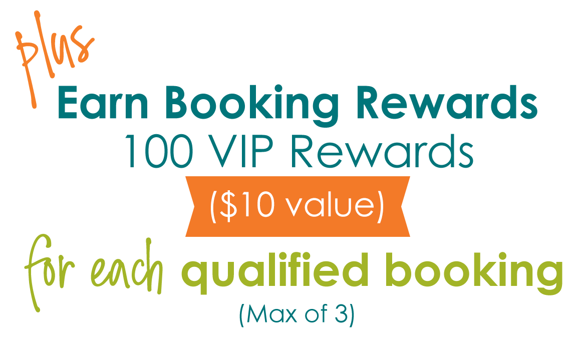 earn 100 vip rewards for each qualified booking