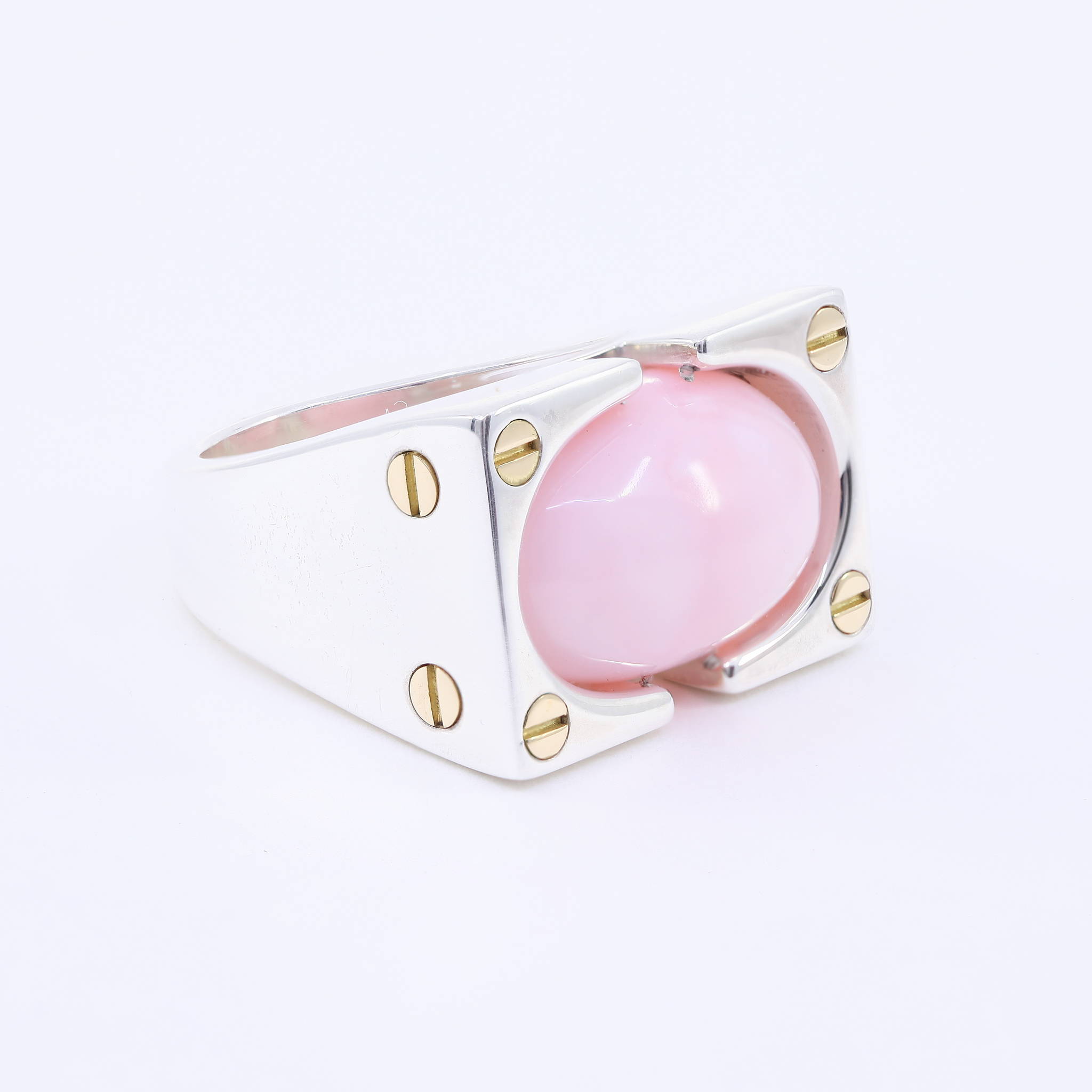 pink opal chunky ring by Nina at Henne Jewelers
