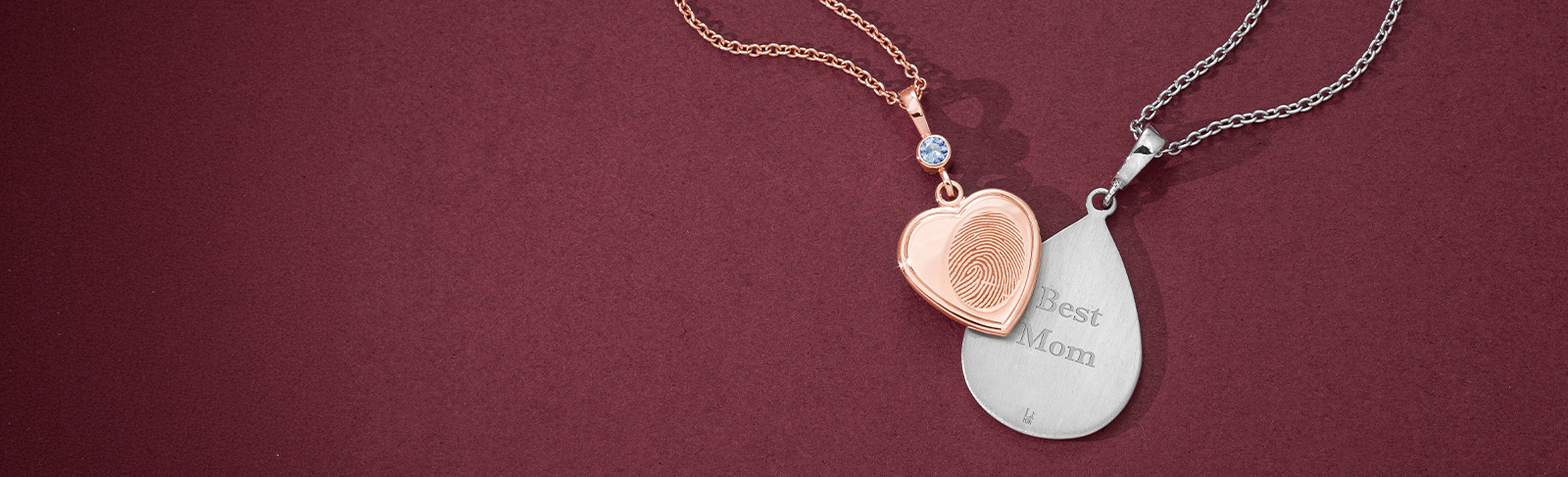 rose gold and sterling silver fingerprint necklaces