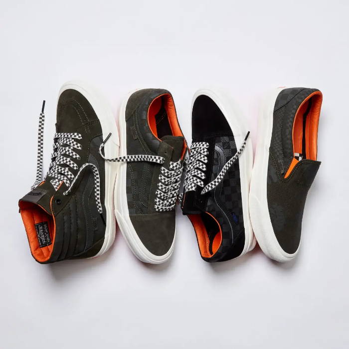 top view of vans x porter collection shoes