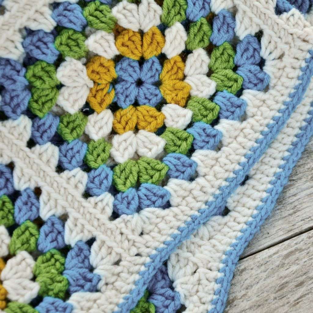 Nahaufnahme einer bunten Patchwork-Decke.