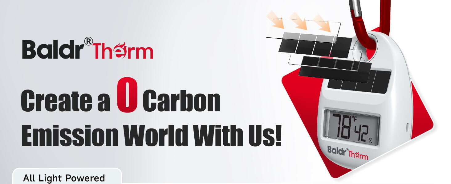 Baldr Therm advertisement promoting zero carbon emission with a digital display.