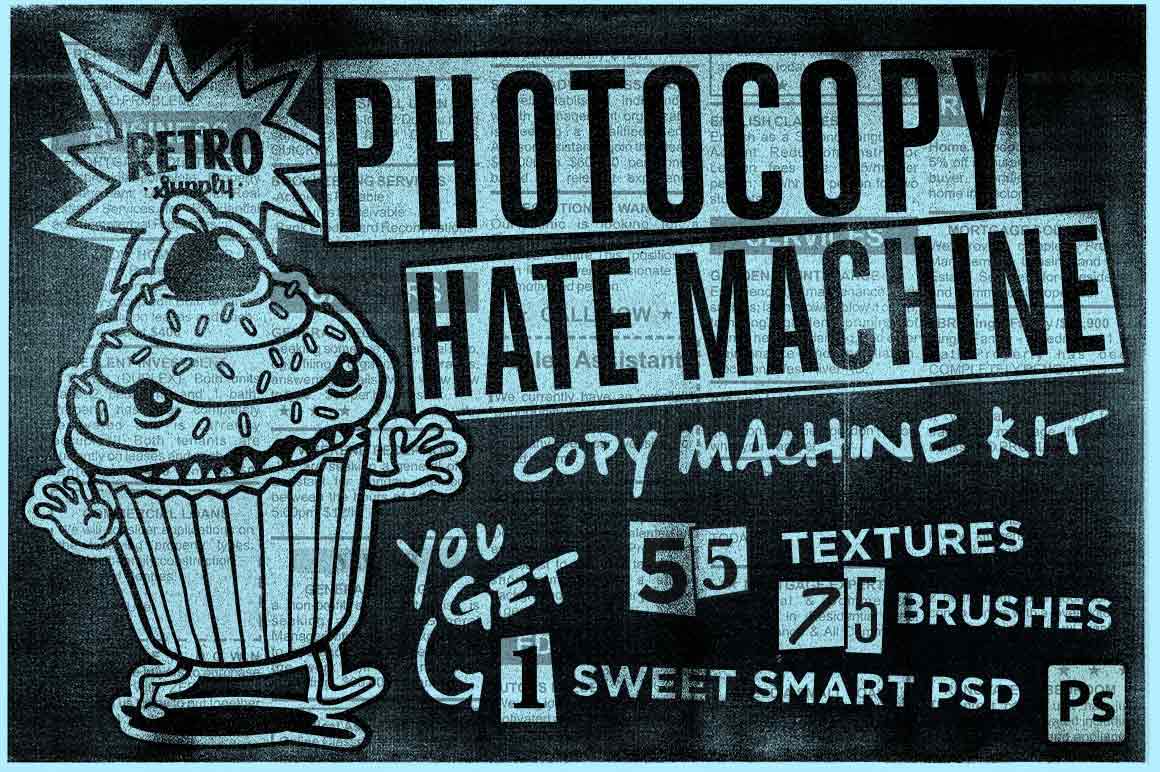 Photocopy Hate Machine textures for Photoshop by RetroSupply Co.