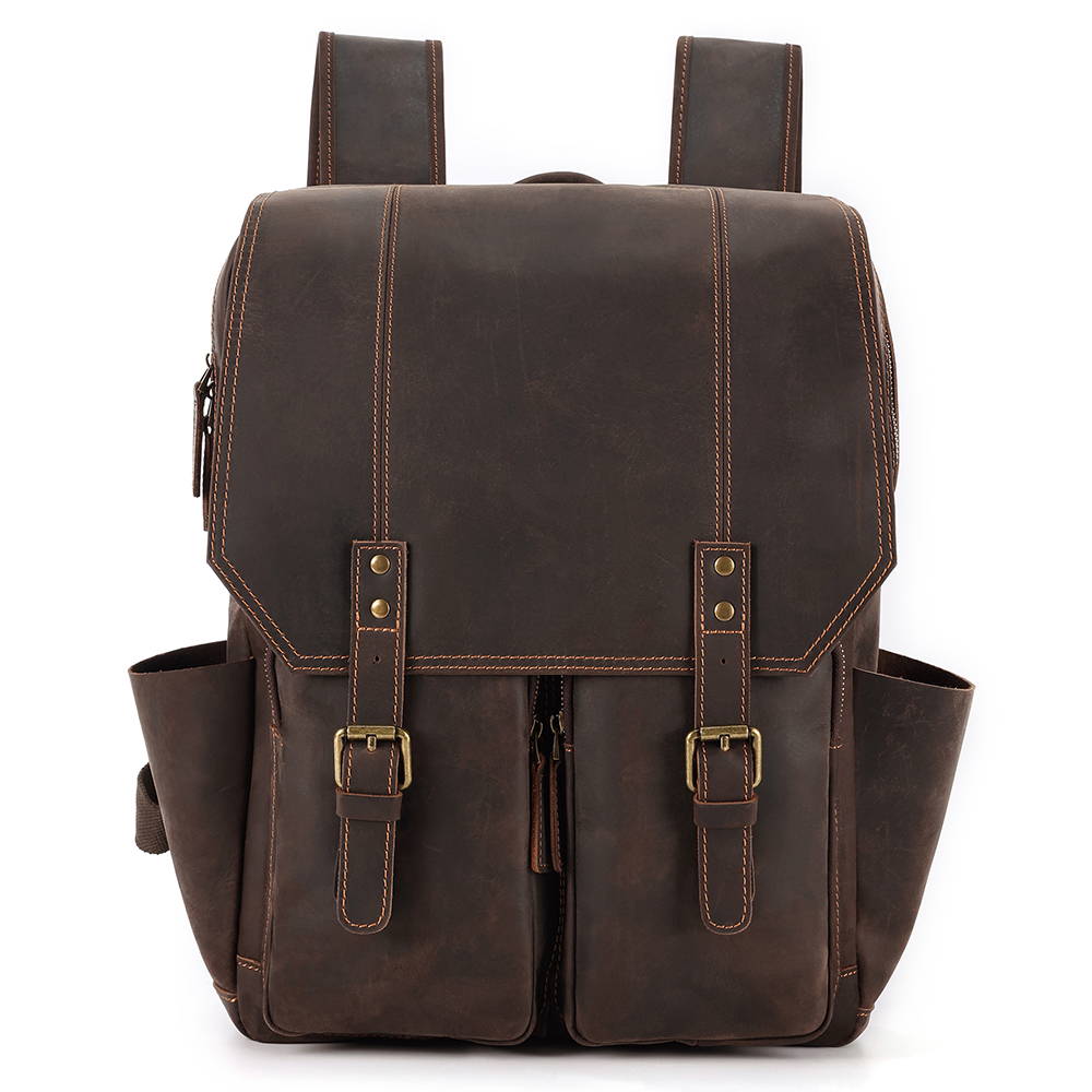 Men's Leather Backpack for Laptop - Vintage Bookbag & Travel Rucksack ...