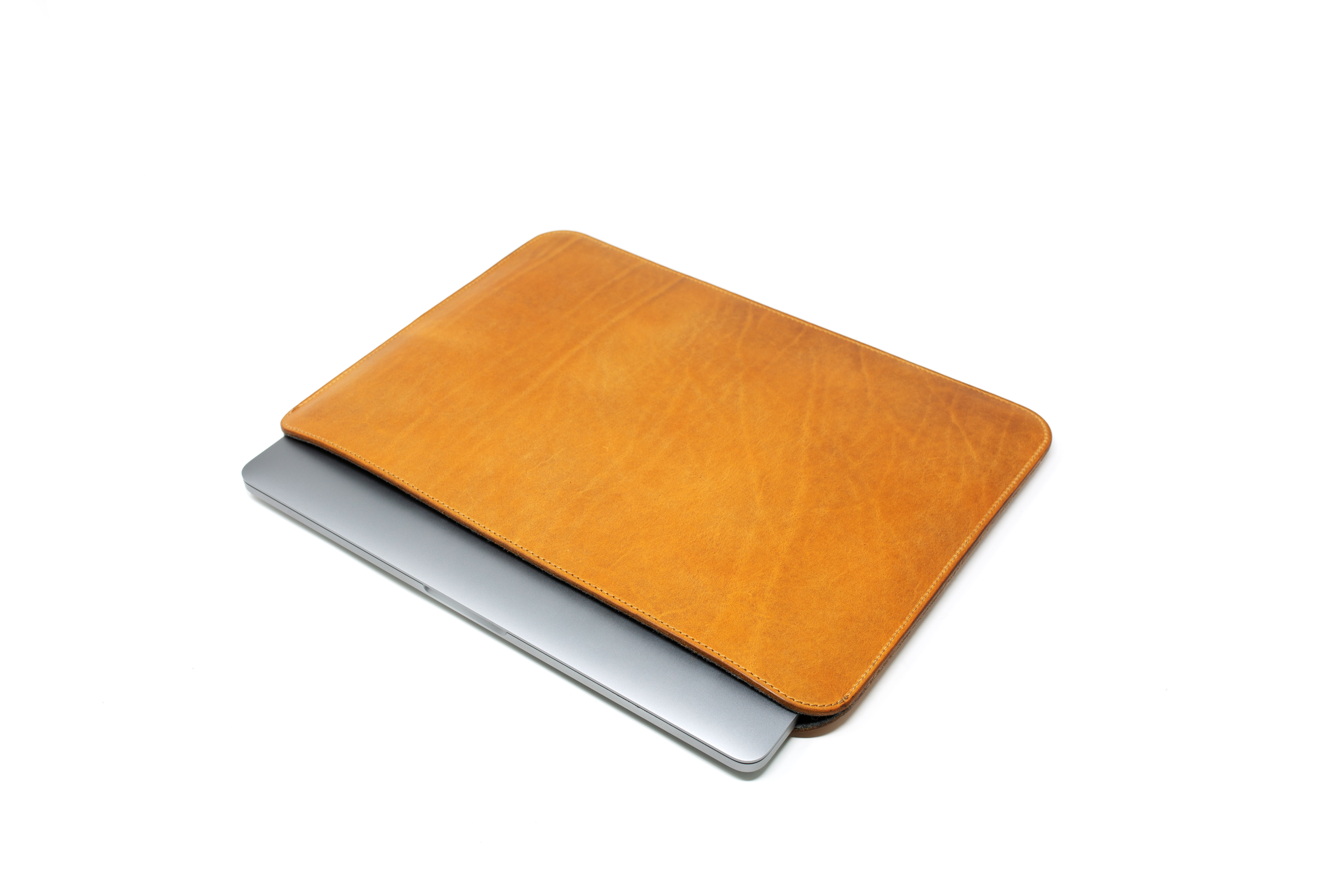 LEATHER MACBOOK SLEEVE WITH WOOL LINING - NATURAL