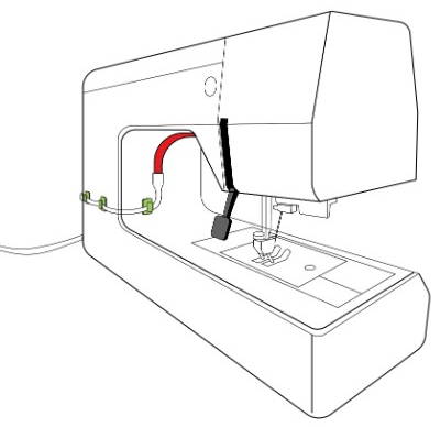 line drawing of sewing machine light strip attached to machine with just power cord