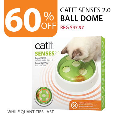 60% off Catit Senses 2.0 Ball Dome (reg $47.97). While quantities last