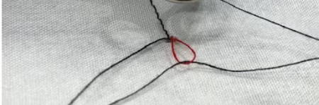 Closeup of the bobbin thread