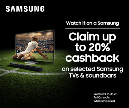 Samsung promotion for 20% cashback on selected TVs and soundbars