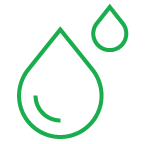 Green water droplet icon with a smaller droplet above.