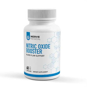 Bottle of Nitric Oxide Booster for blood flow support. 60 capsules.