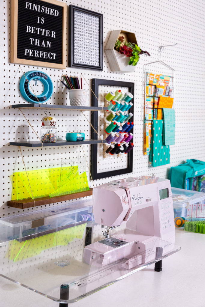 how to organize a sewing room on a budget