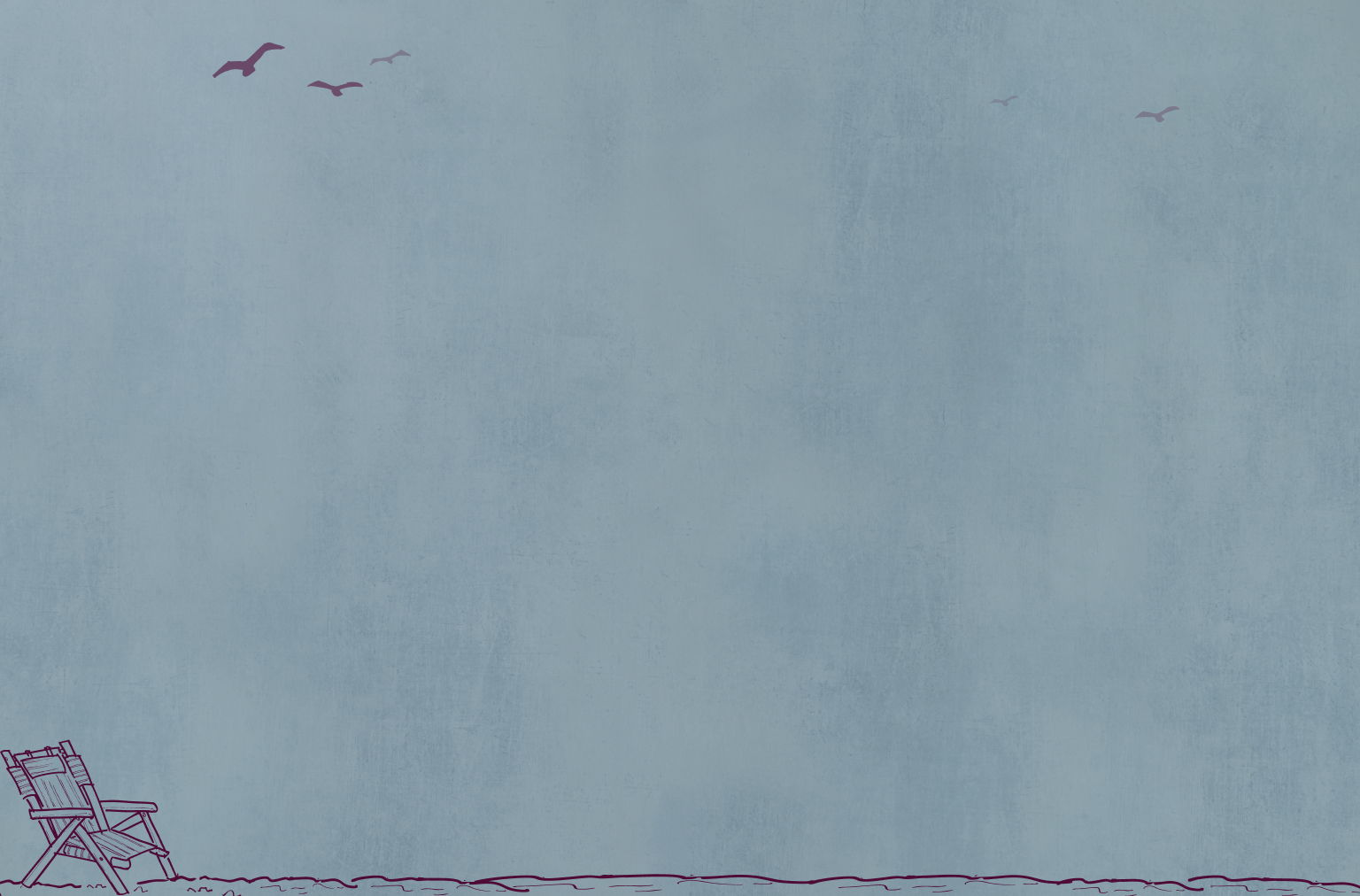 A simple blue background with faint birds and a line at the bottom.