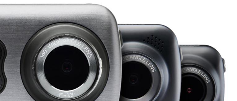 Three cameras with metallic surfaces and lens details.
