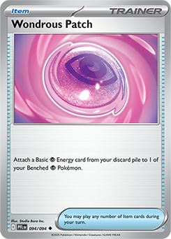 Wondrous Patch card with instructions for attaching energy to Pokémon.