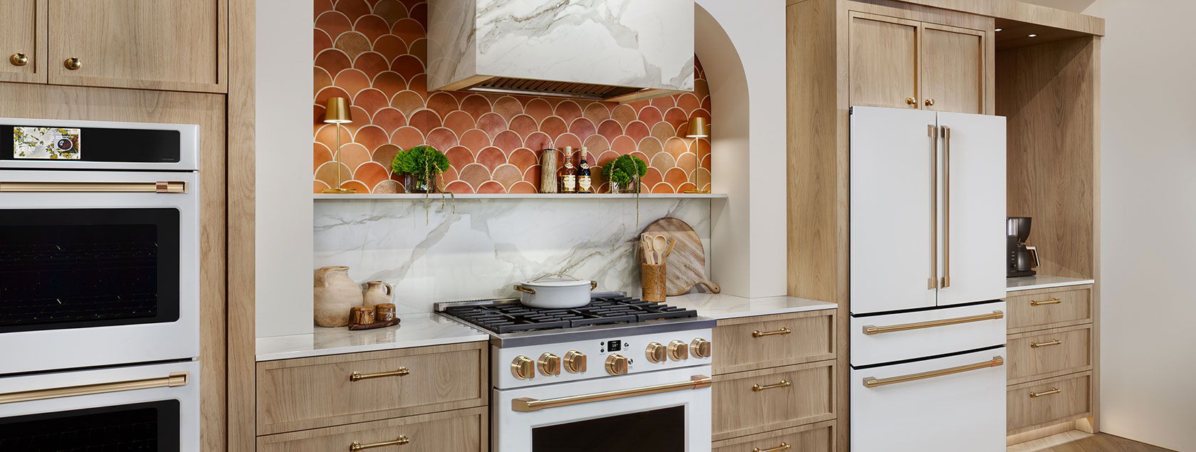 Matte White CAFE appliance package in Kitchen