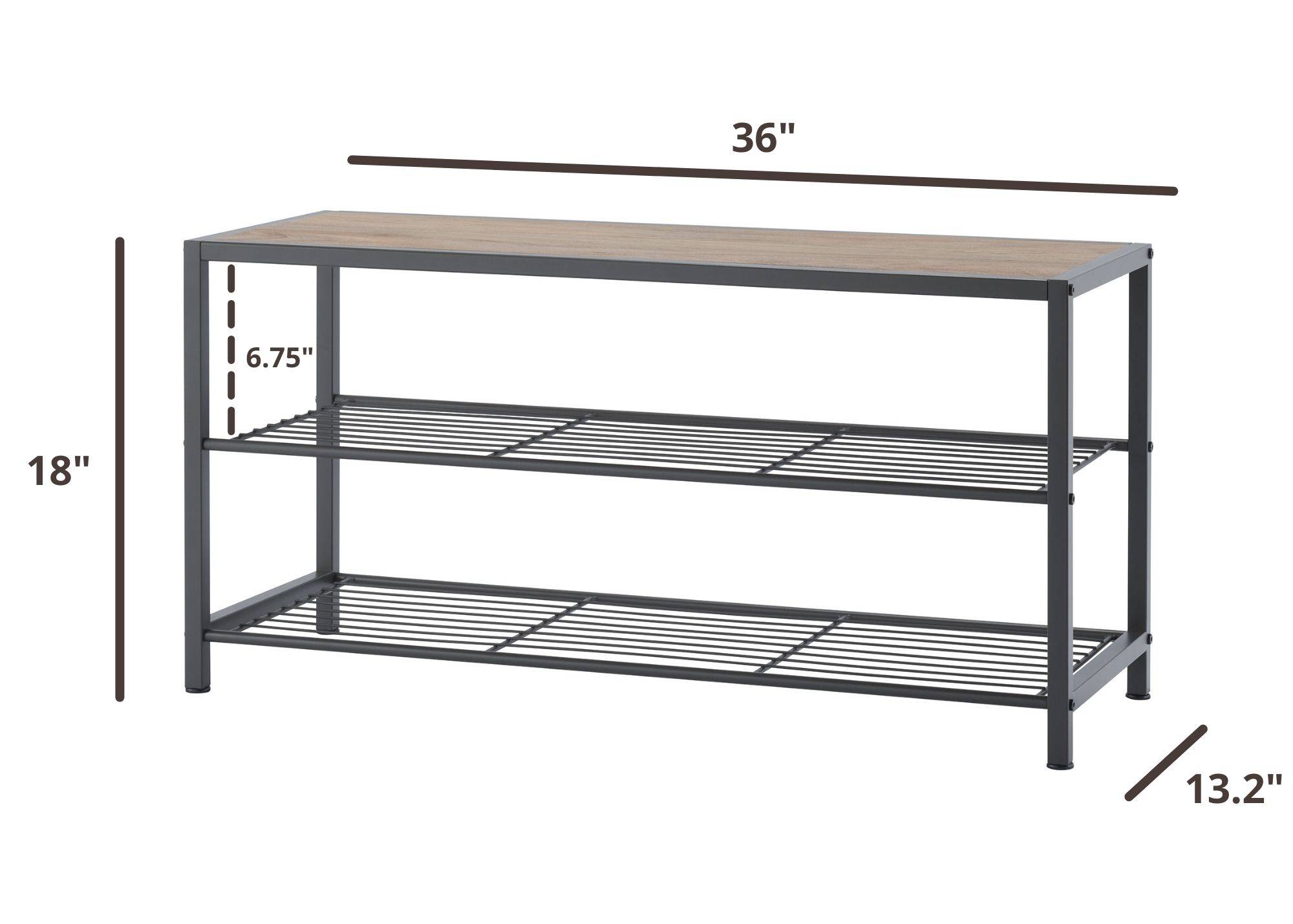 36 inches wide gray shoe bench