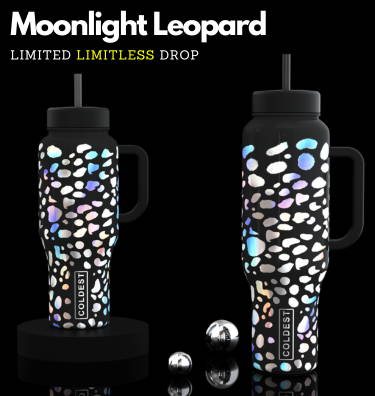 Coldest Limitless Shaker Handle Bottle (36 oz, Silver Leopard) 