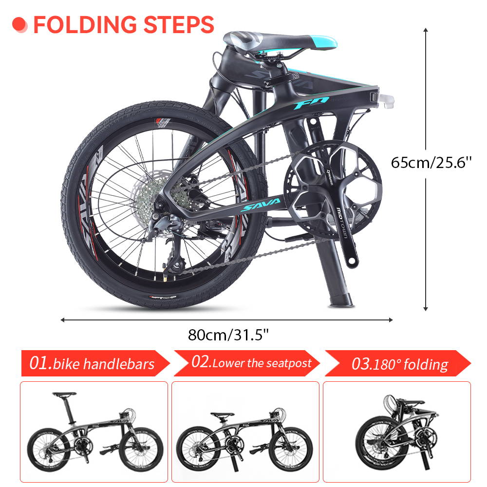 mini foldable size-sava z1 carbon folding bike