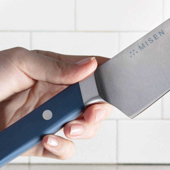 The Misen Short Chef's Knife has a smaller design for optimal efficiency and versatility.