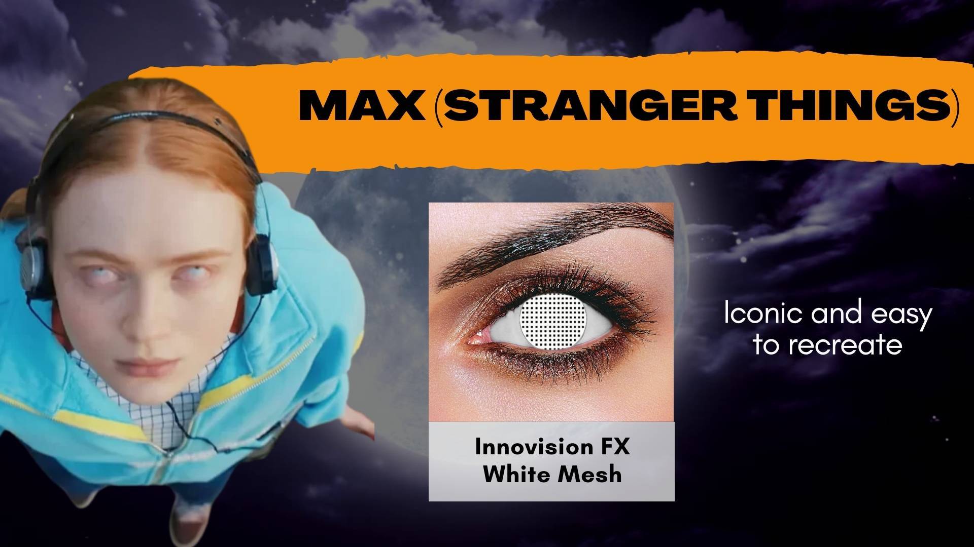 Max Mayfield Stranger Things Halloween Color Contacts Zombie White Mesh