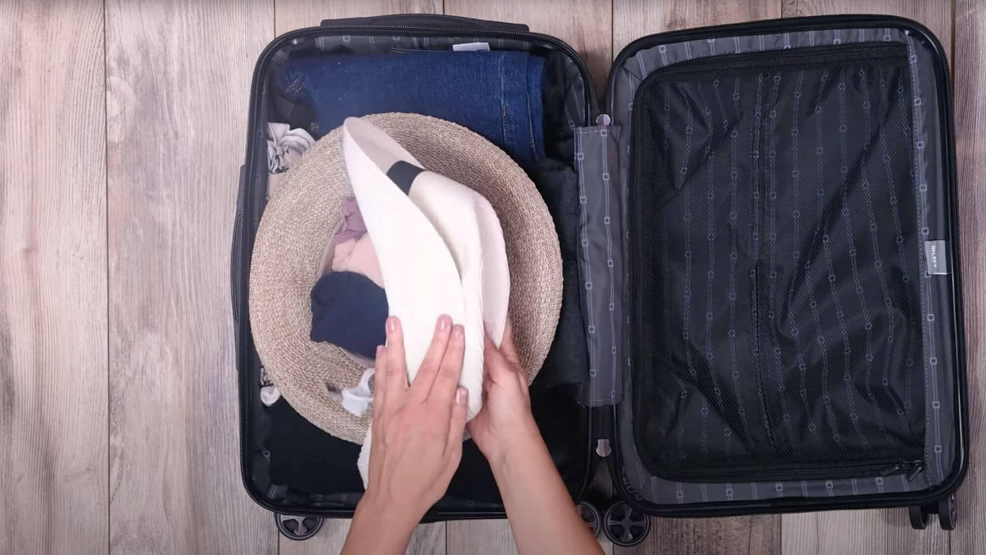 Folding a hat for travel