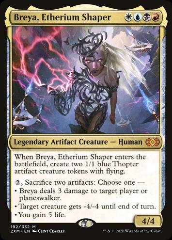 Breya, Etherium Shaper Magic card, a legendary artifact creature with token and sacrifice abilities