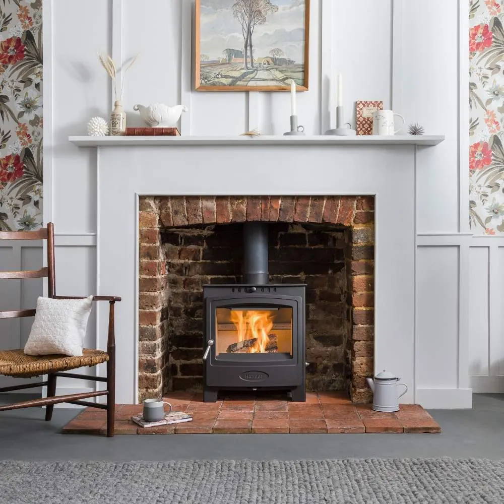 Hamlet Solution 5 Multifuel Widescreen Wood Burning Stove 5kW S4 Briti ...