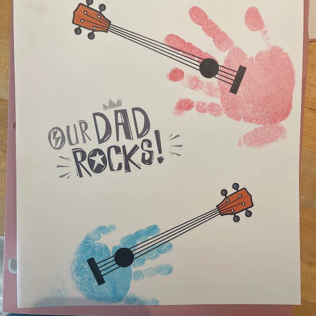 our dad rocks guitar handprint art craft