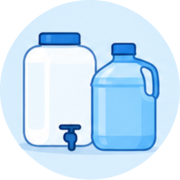 Two water containers, one with a tap and one jug-style.