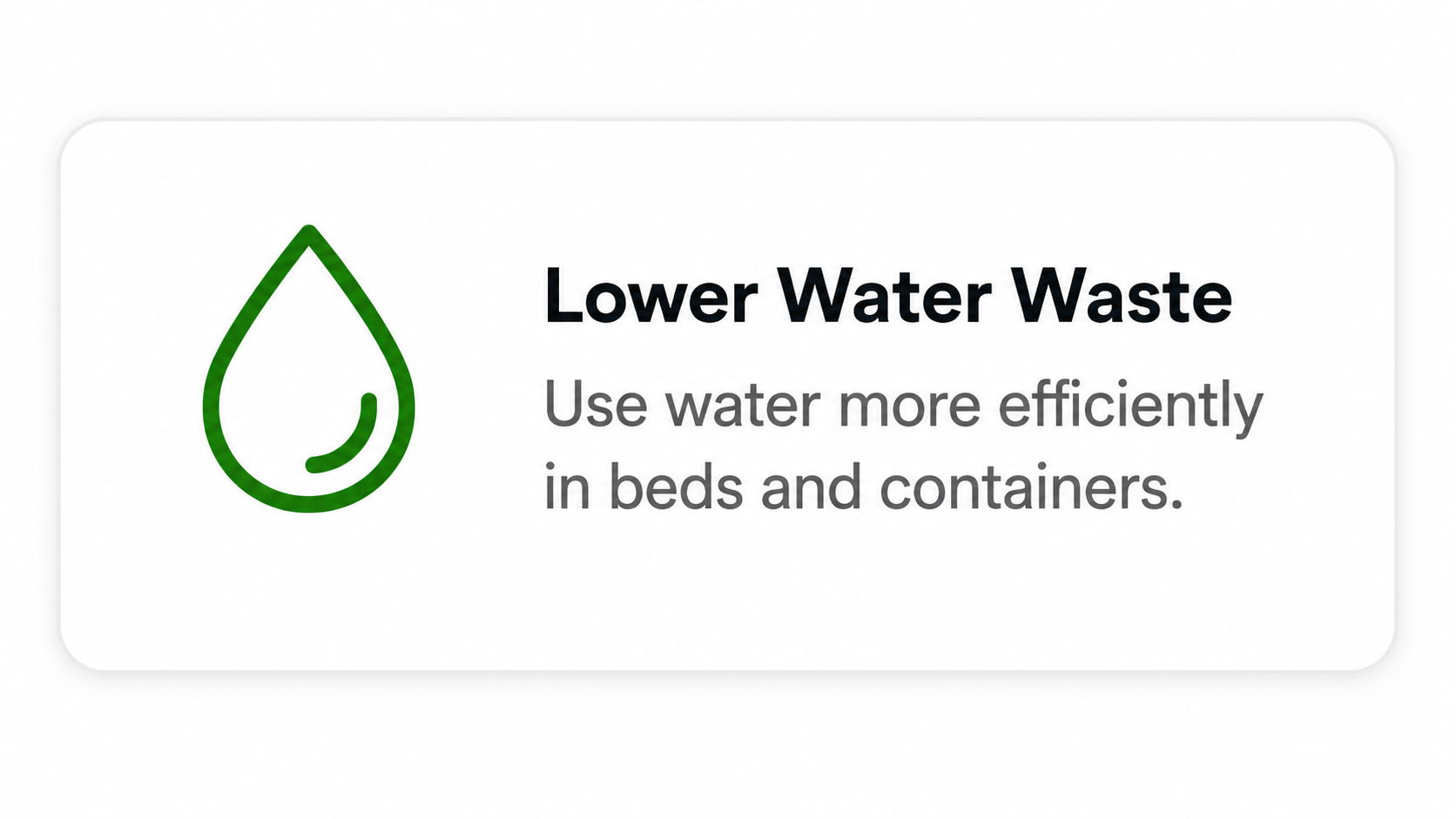 Lower water waste message with a water droplet graphic.