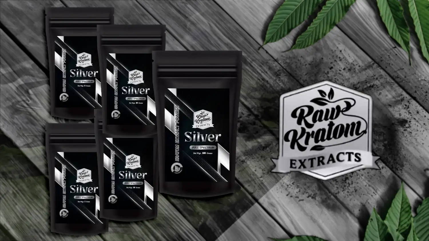 Raw Kratom Extract Silver Powder Various Sizes Banner