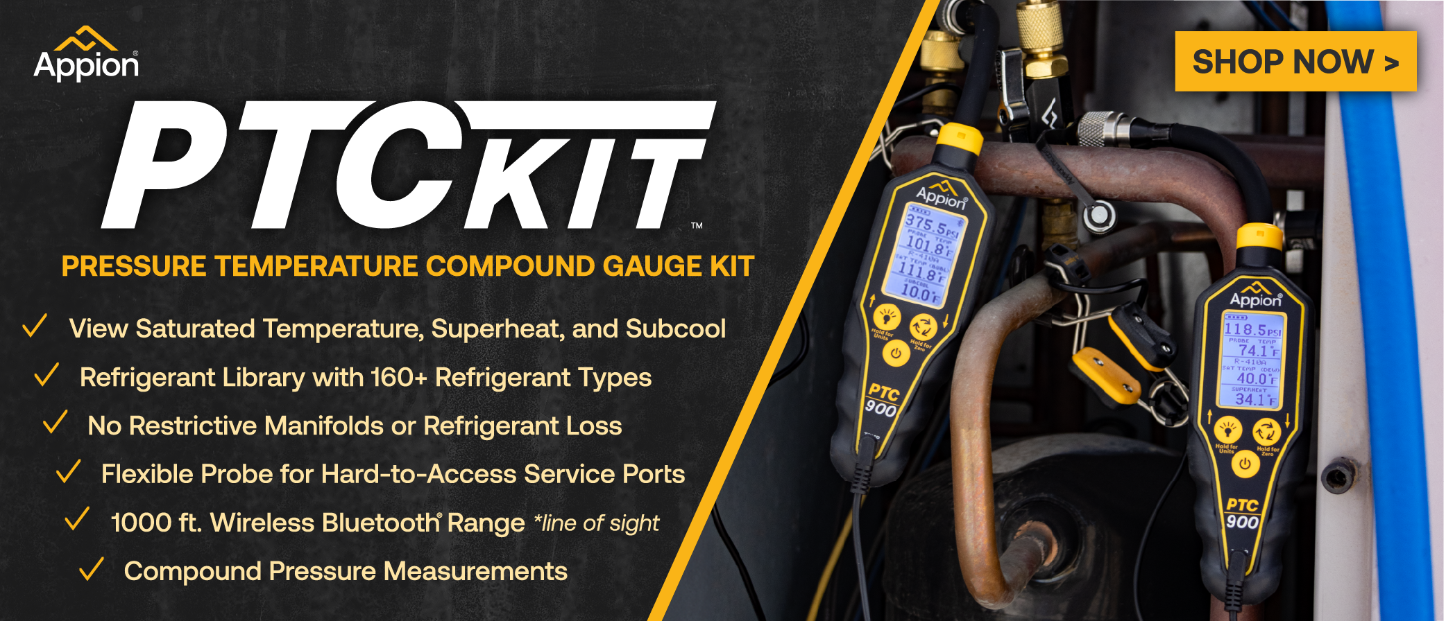 Appion PTCKIT Pressure Temperature Compound Gage Kit has all these great features! Shop now and learn more here