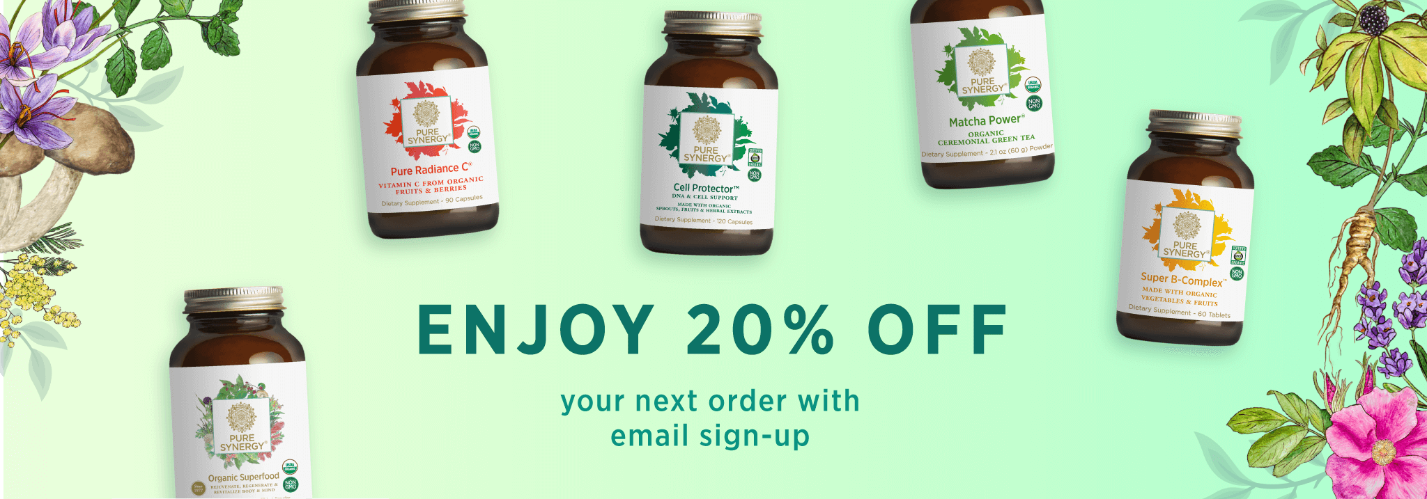 enjoy 20% off your next order with sign-up