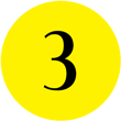 Yellow circle with the number three in black font.