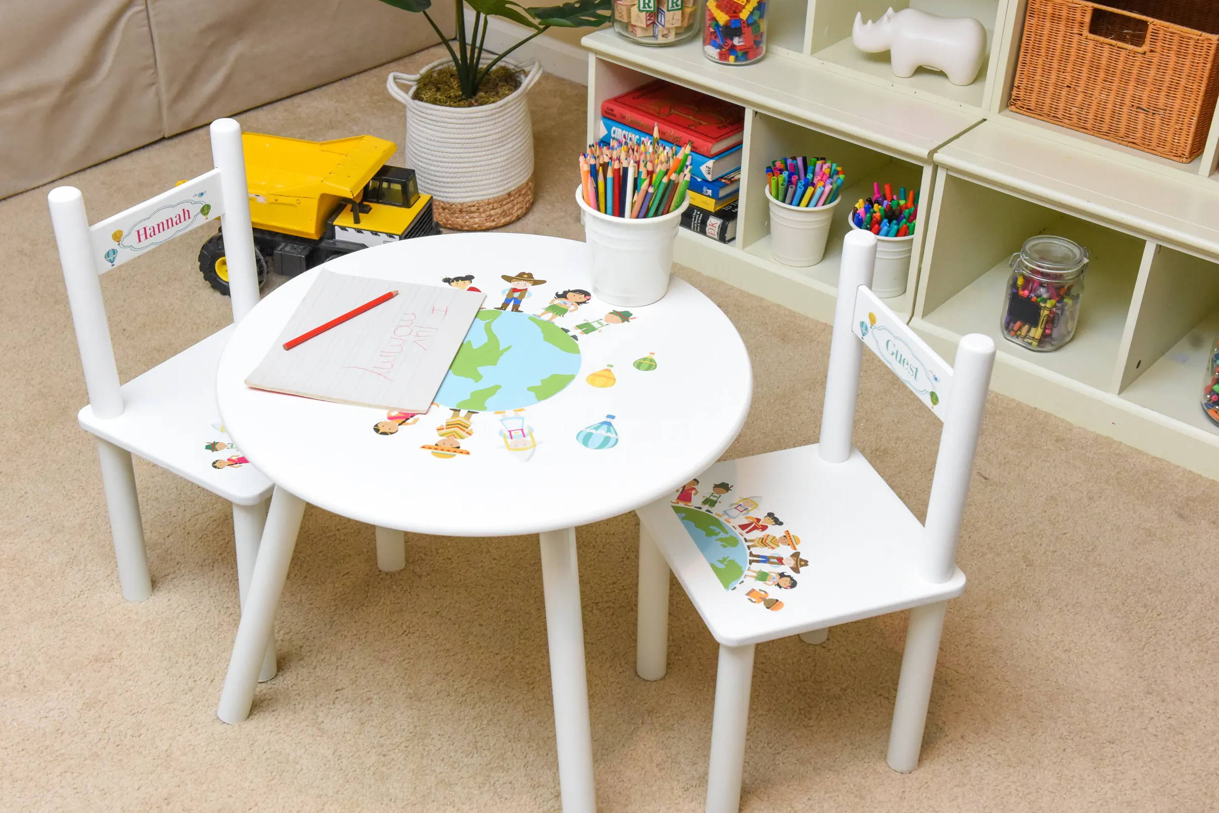 kids table and chair white