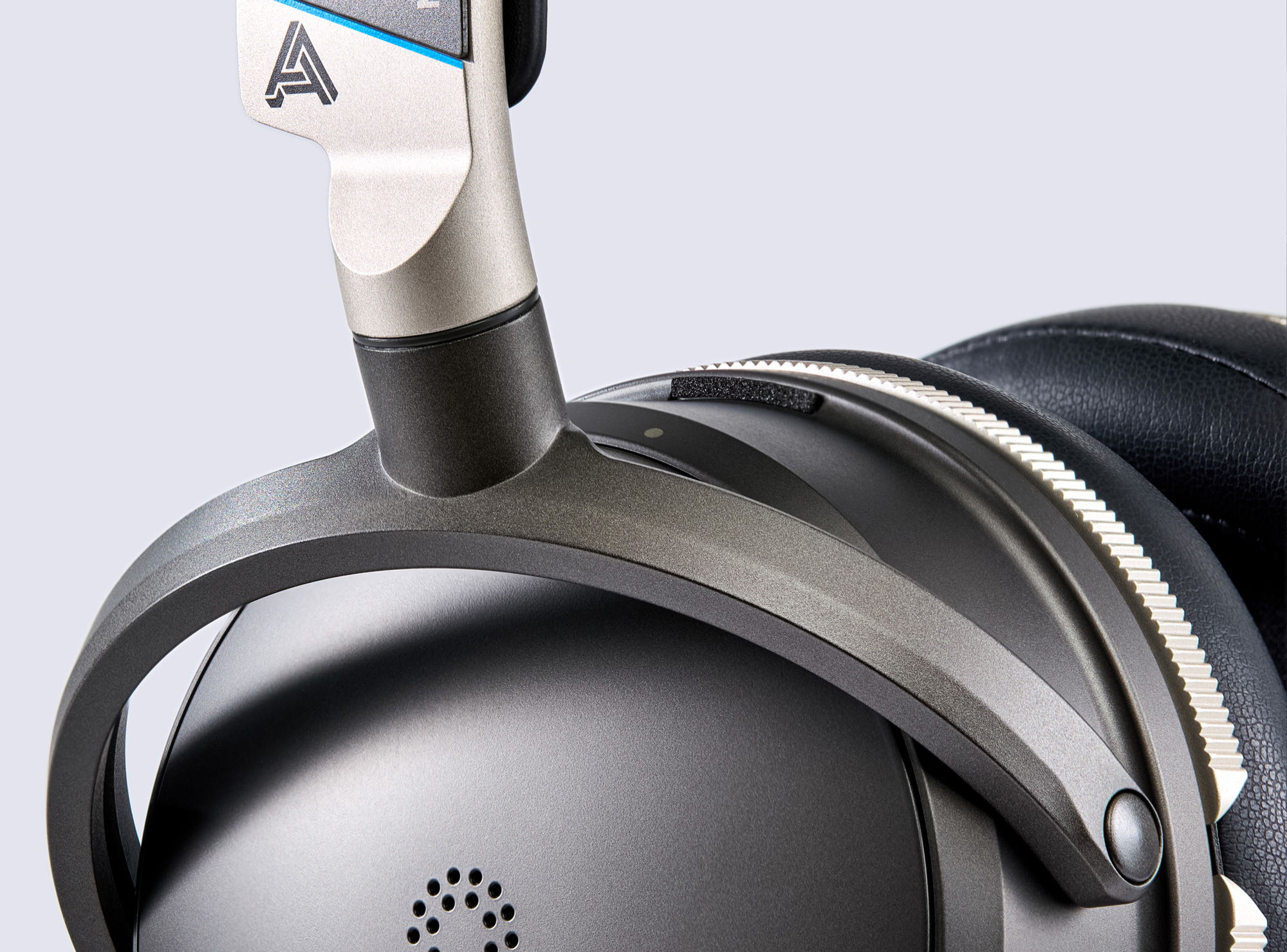 Close-up of a modern headset with a sleek design.