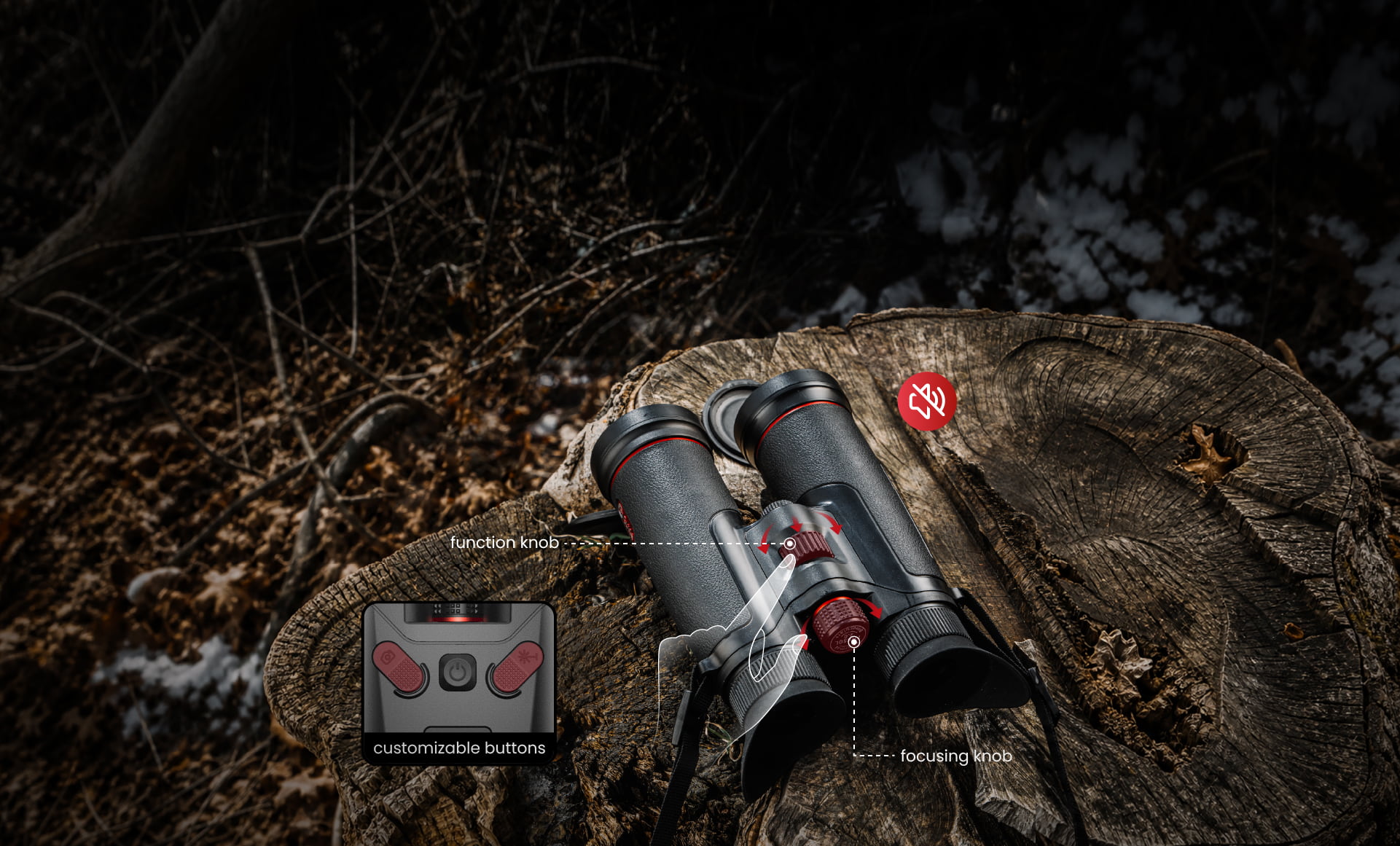 Guide TN650LS one-handed focusing controls and customisable buttons