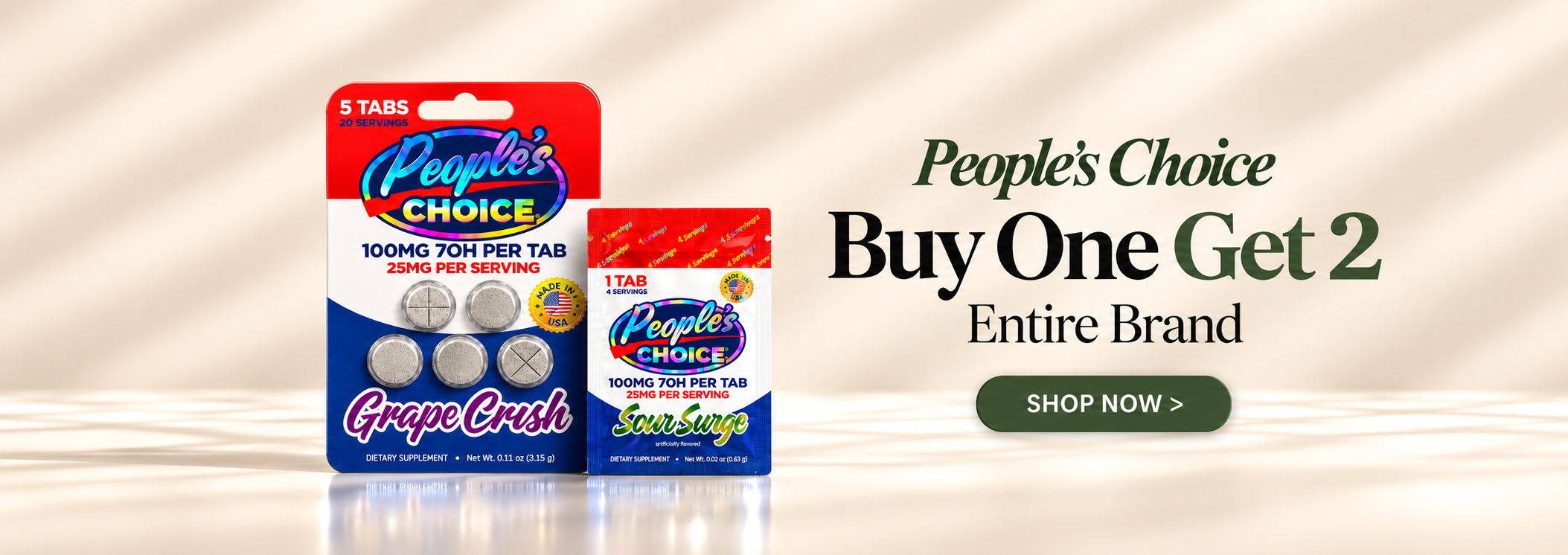 Promotional image for a product with a buy one, get two offer.